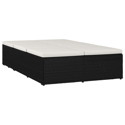 Convertible Sun Bed With Cushion Poly Rattan Black