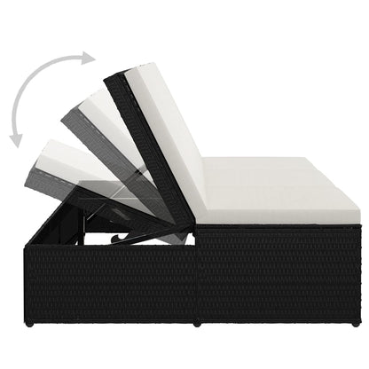 Convertible Sun Bed With Cushion Poly Rattan Black