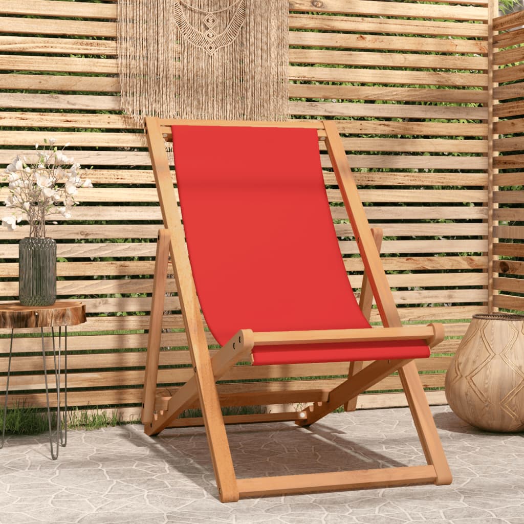 Beach Chair | | Solid Teak Wood, Polyester Fabric | Standard
