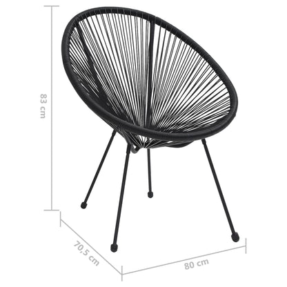 Moon Chair | Set Of 2 | Black | Round Pvc Rattan | Garden Chair | Round
