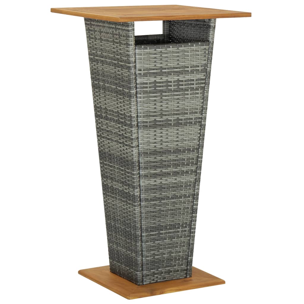 Bar Table Poly Rattan And Solid Acacia Wood