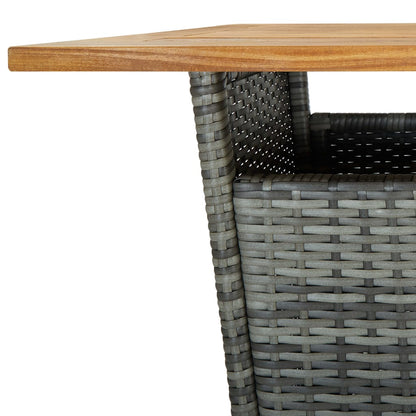 Bar Table Poly Rattan And Solid Acacia Wood