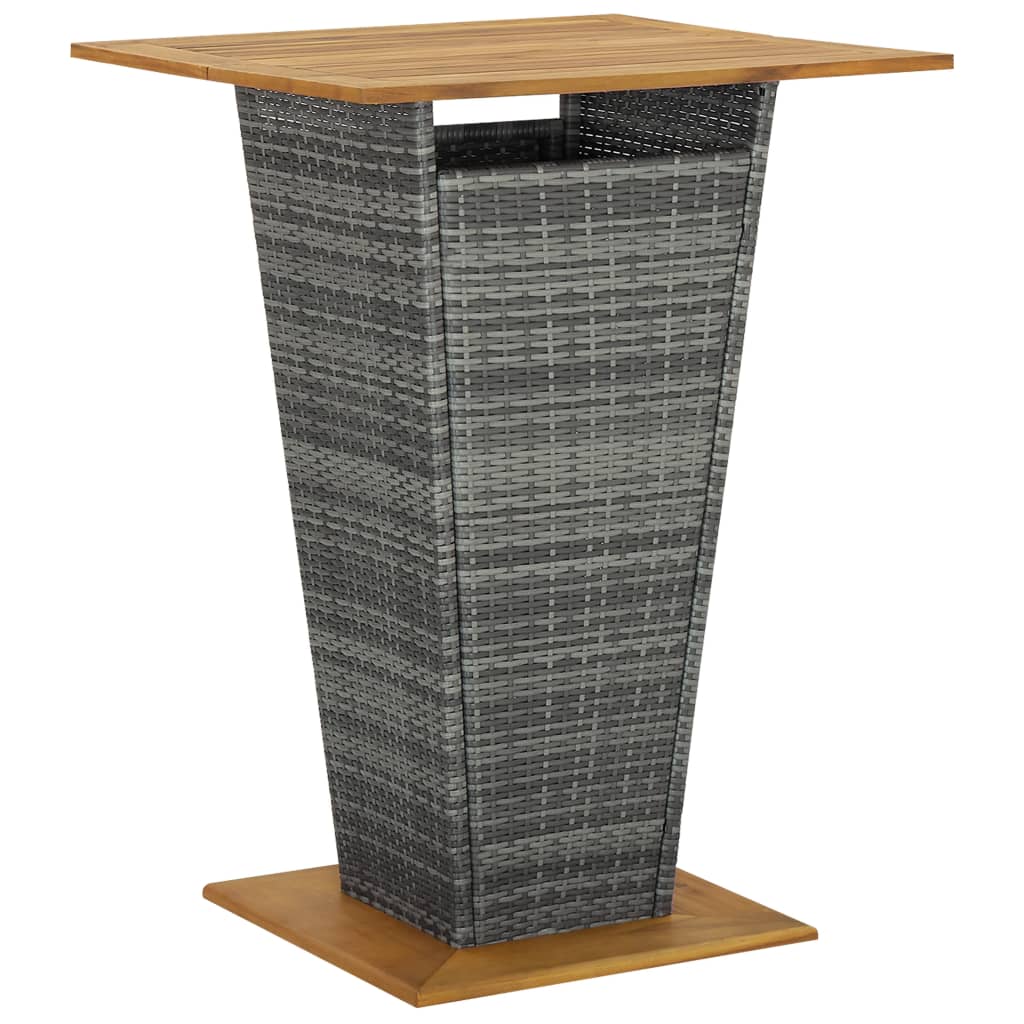 Bar Table Poly Rattan And Solid Acacia Wood