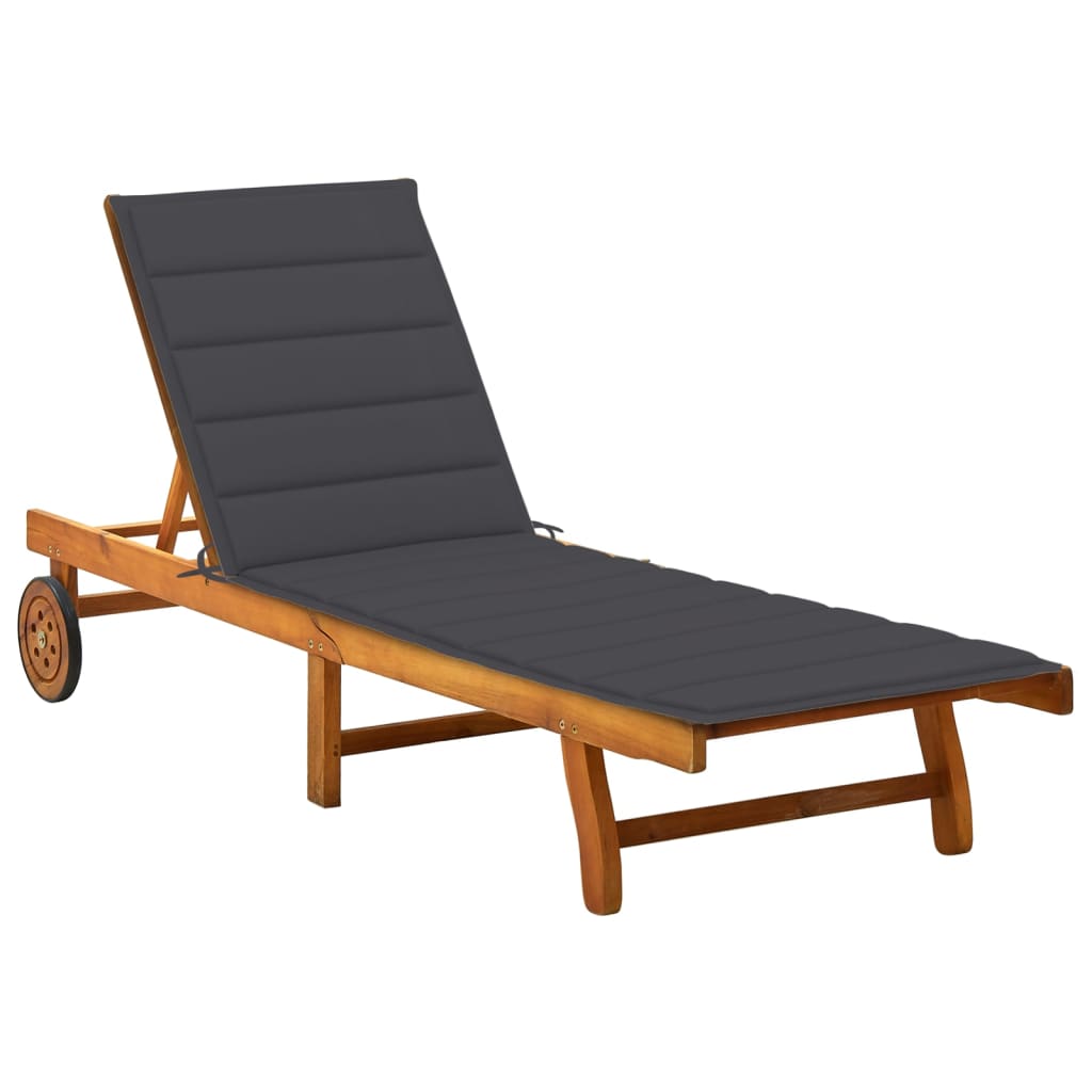 2-Person Patio Sun Lounger With Cushions Solid Acacia Wood