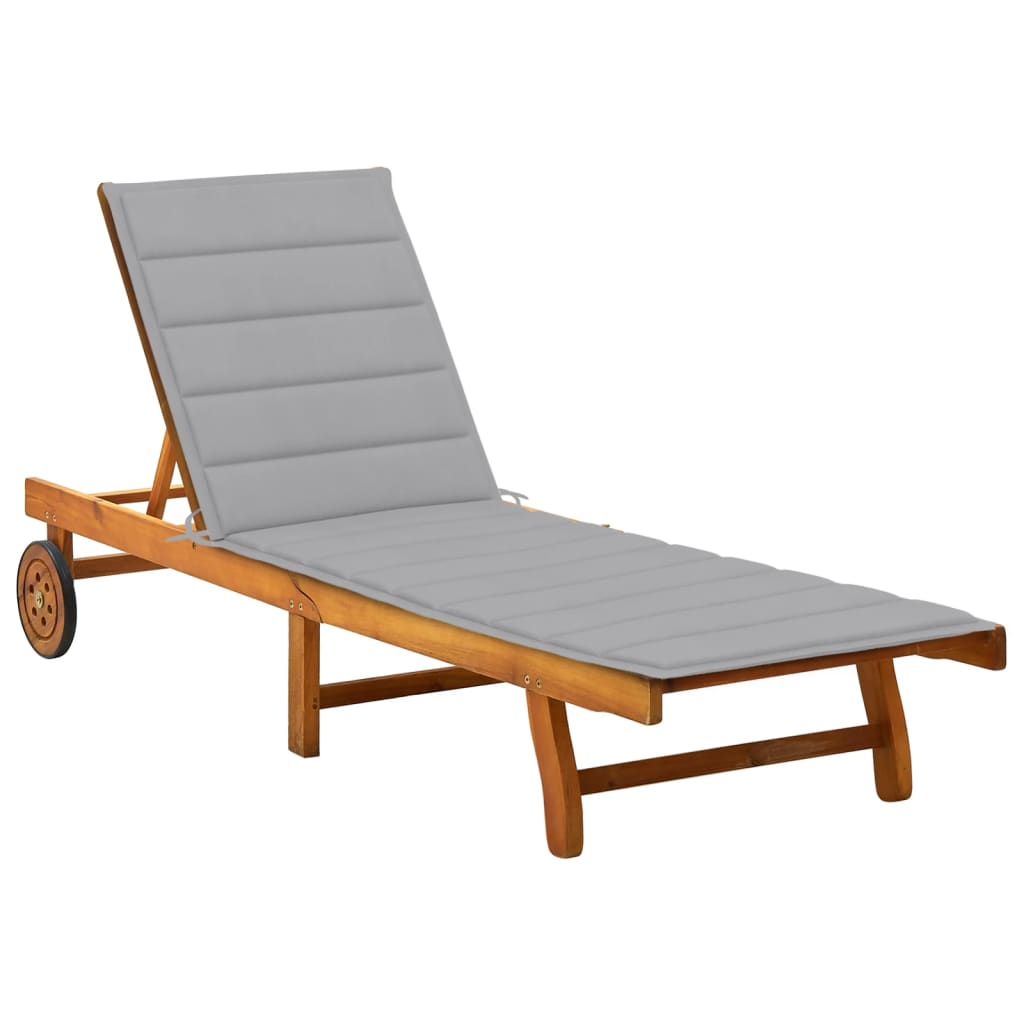 2-Person Patio Sun Lounger With Cushions Solid Acacia Wood