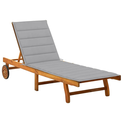 2-Person Patio Sun Lounger With Cushions Solid Acacia Wood