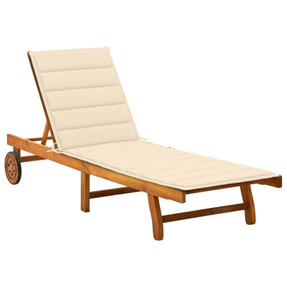 2-Person Patio Sun Lounger With Cushions Solid Acacia Wood