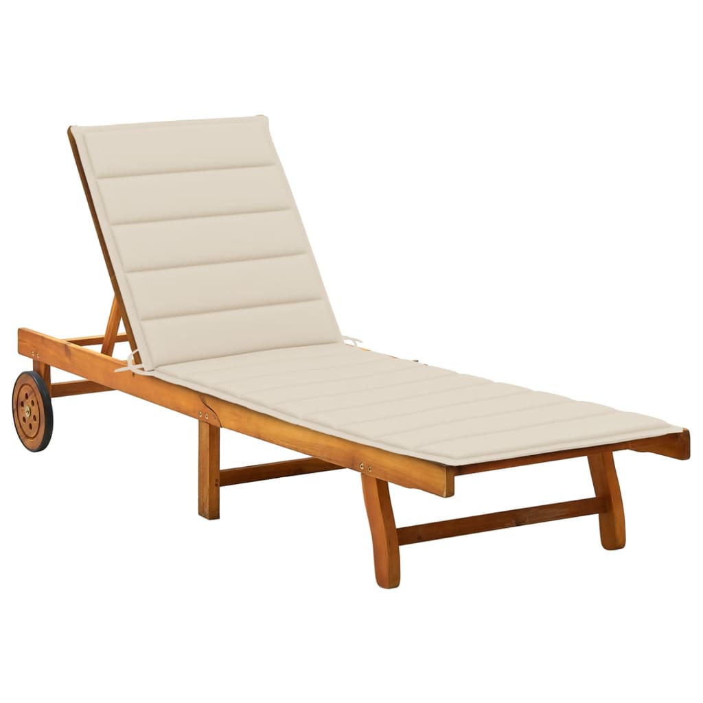 2-Person Patio Sun Lounger With Cushions Solid Acacia Wood