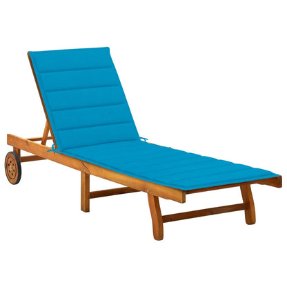 2-Person Patio Sun Lounger With Cushions Solid Acacia Wood