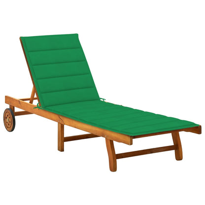 2-Person Patio Sun Lounger With Cushions Solid Acacia Wood