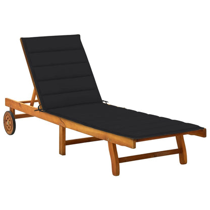 2-Person Patio Sun Lounger With Cushions Solid Acacia Wood