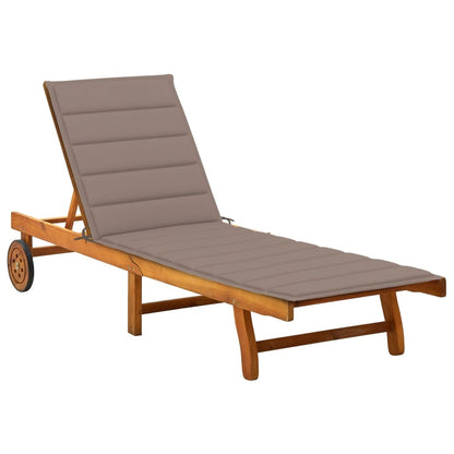 2-Person Patio Sun Lounger With Cushions Solid Acacia Wood