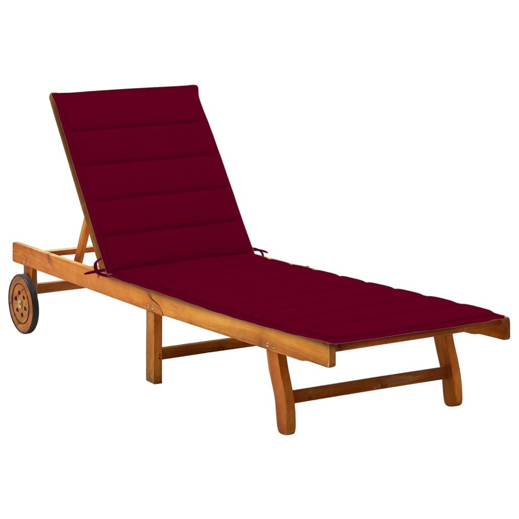 2-Person Patio Sun Lounger With Cushions Solid Acacia Wood