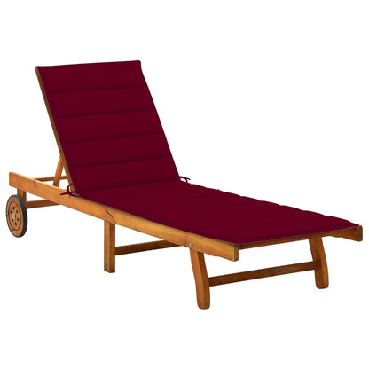 2-Person Patio Sun Lounger With Cushions Solid Acacia Wood