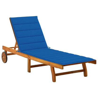 2-Person Patio Sun Lounger With Cushions Solid Acacia Wood