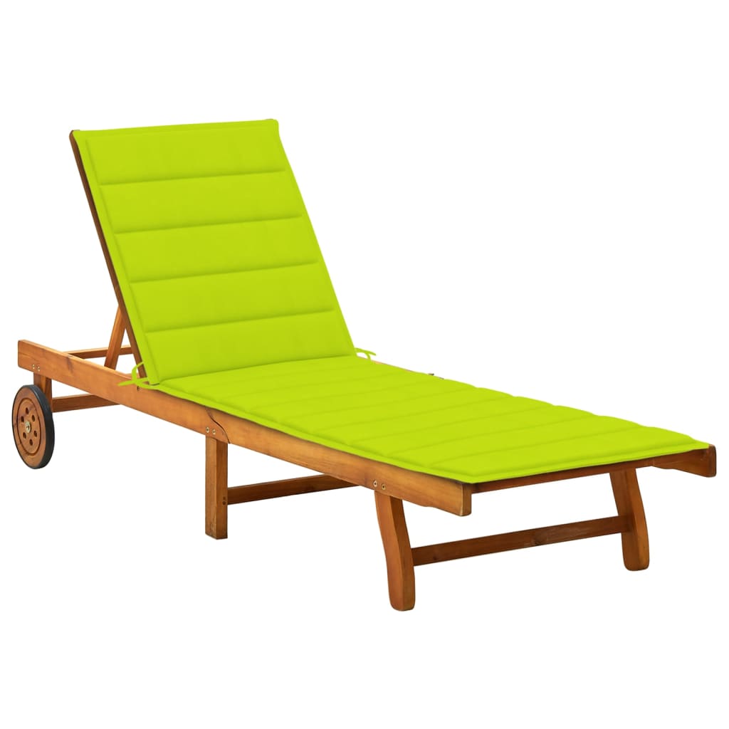 2-Person Patio Sun Lounger With Cushions Solid Acacia Wood