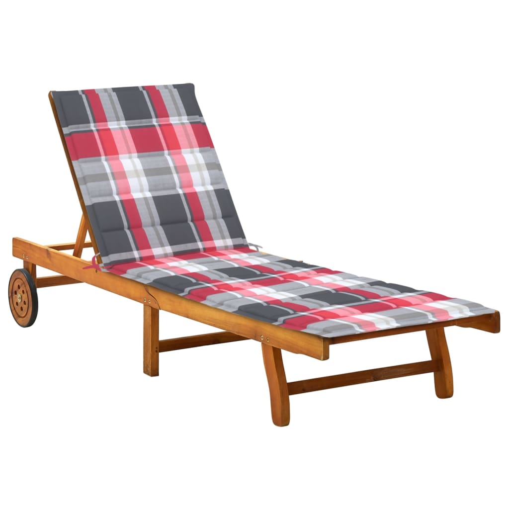 2-Person Patio Sun Lounger With Cushions Solid Acacia Wood