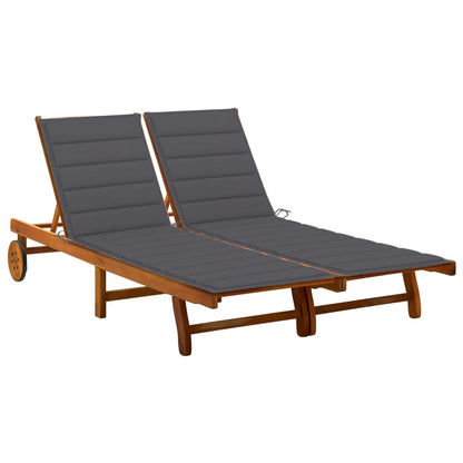 2-Person Patio Sun Lounger With Cushions Solid Acacia Wood