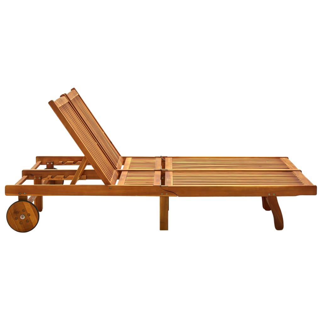 2-Person Patio Sun Lounger With Cushions Solid Acacia Wood