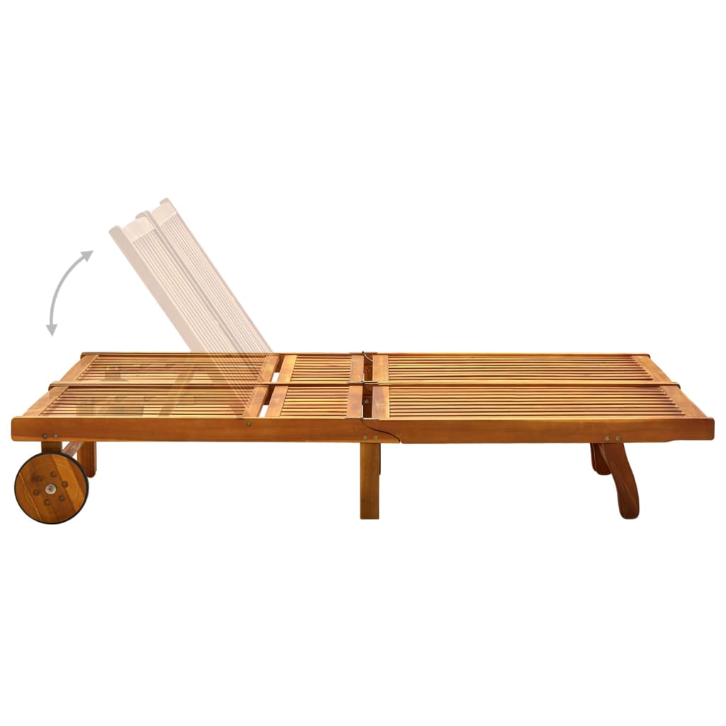 2-Person Patio Sun Lounger With Cushions Solid Acacia Wood