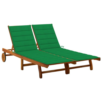 2-Person Patio Sun Lounger With Cushions Solid Acacia Wood