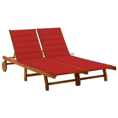 2-Person Patio Sun Lounger With Cushions Solid Acacia Wood