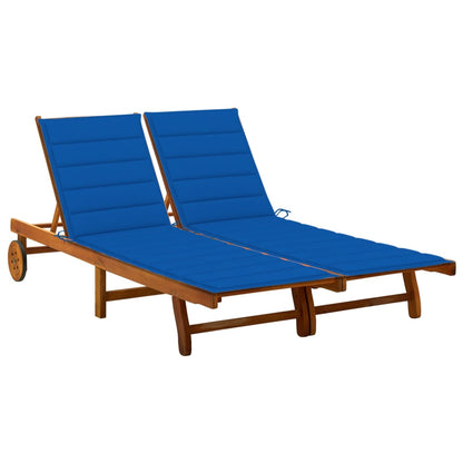 2-Person Patio Sun Lounger With Cushions Solid Acacia Wood