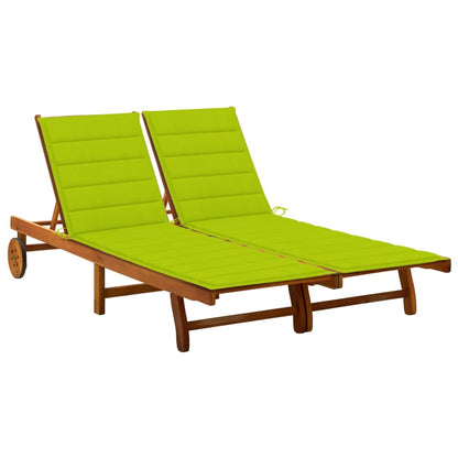 2-Person Patio Sun Lounger With Cushions Solid Acacia Wood