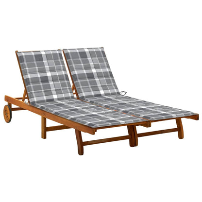 2-Person Patio Sun Lounger With Cushions Solid Acacia Wood