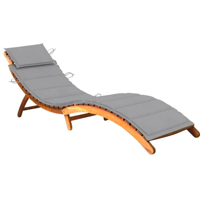 Patio Sun Lounger With Table And Cushion Solid Acacia Wood