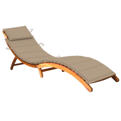 Patio Sun Lounger With Table And Cushion Solid Acacia Wood