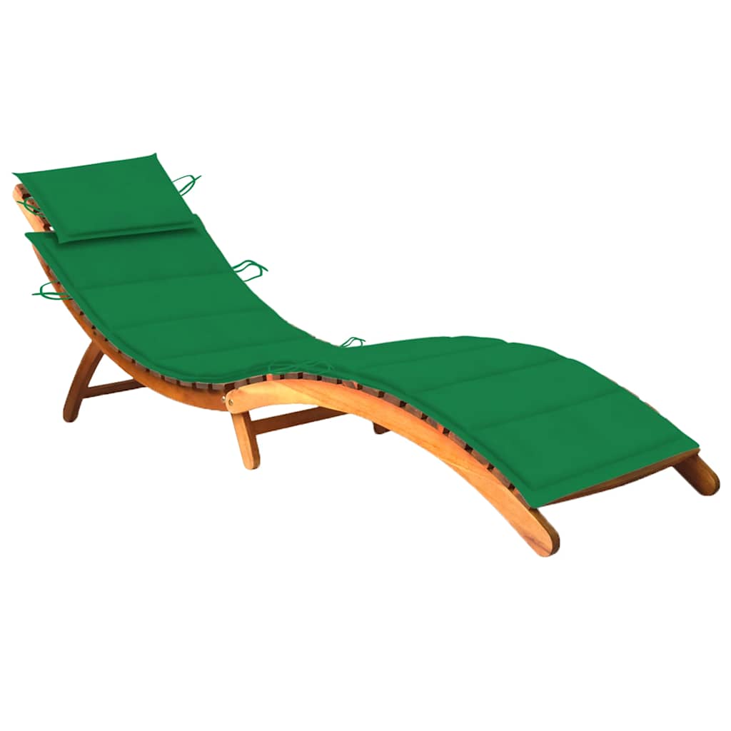 Patio Sun Lounger With Table And Cushion Solid Acacia Wood