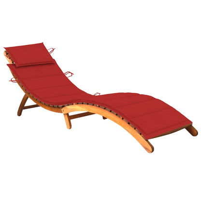 Patio Sun Lounger With Table And Cushion Solid Acacia Wood