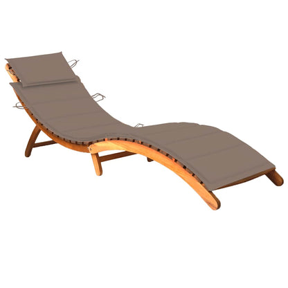 Patio Sun Lounger With Table And Cushion Solid Acacia Wood