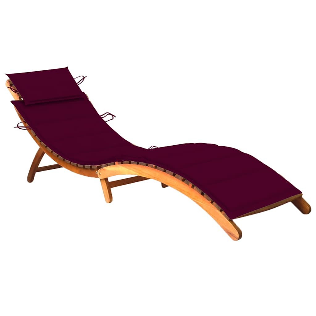 Patio Sun Lounger With Table And Cushion Solid Acacia Wood