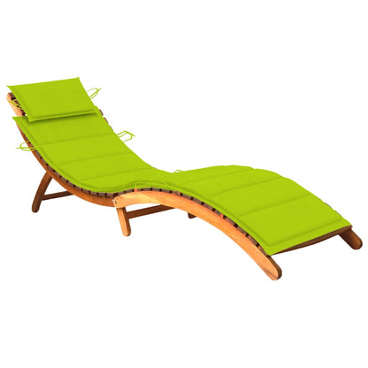 Patio Sun Lounger With Table And Cushion Solid Acacia Wood