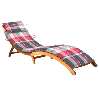 Patio Sun Lounger With Table And Cushion Solid Acacia Wood
