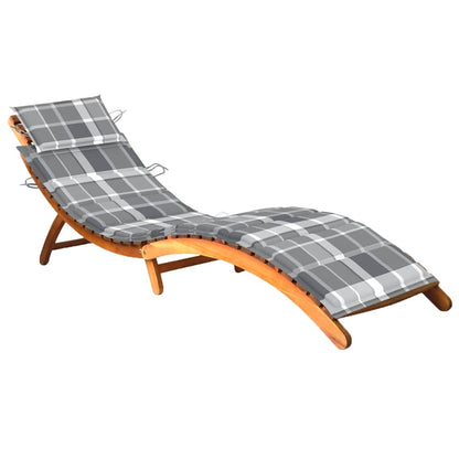 Patio Sun Lounger With Table And Cushion Solid Acacia Wood