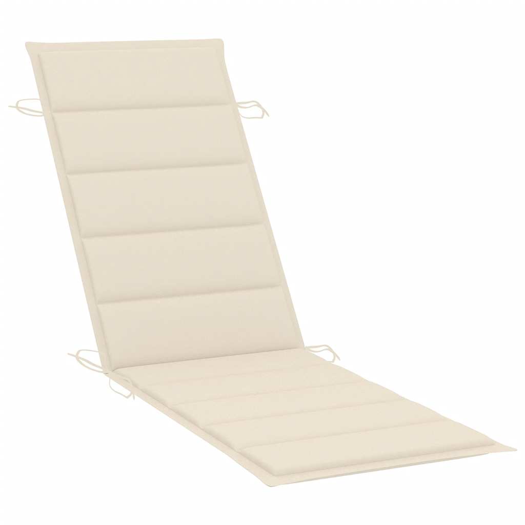 Patio Sun Lounger With Table And Cushion Solid Acacia Wood