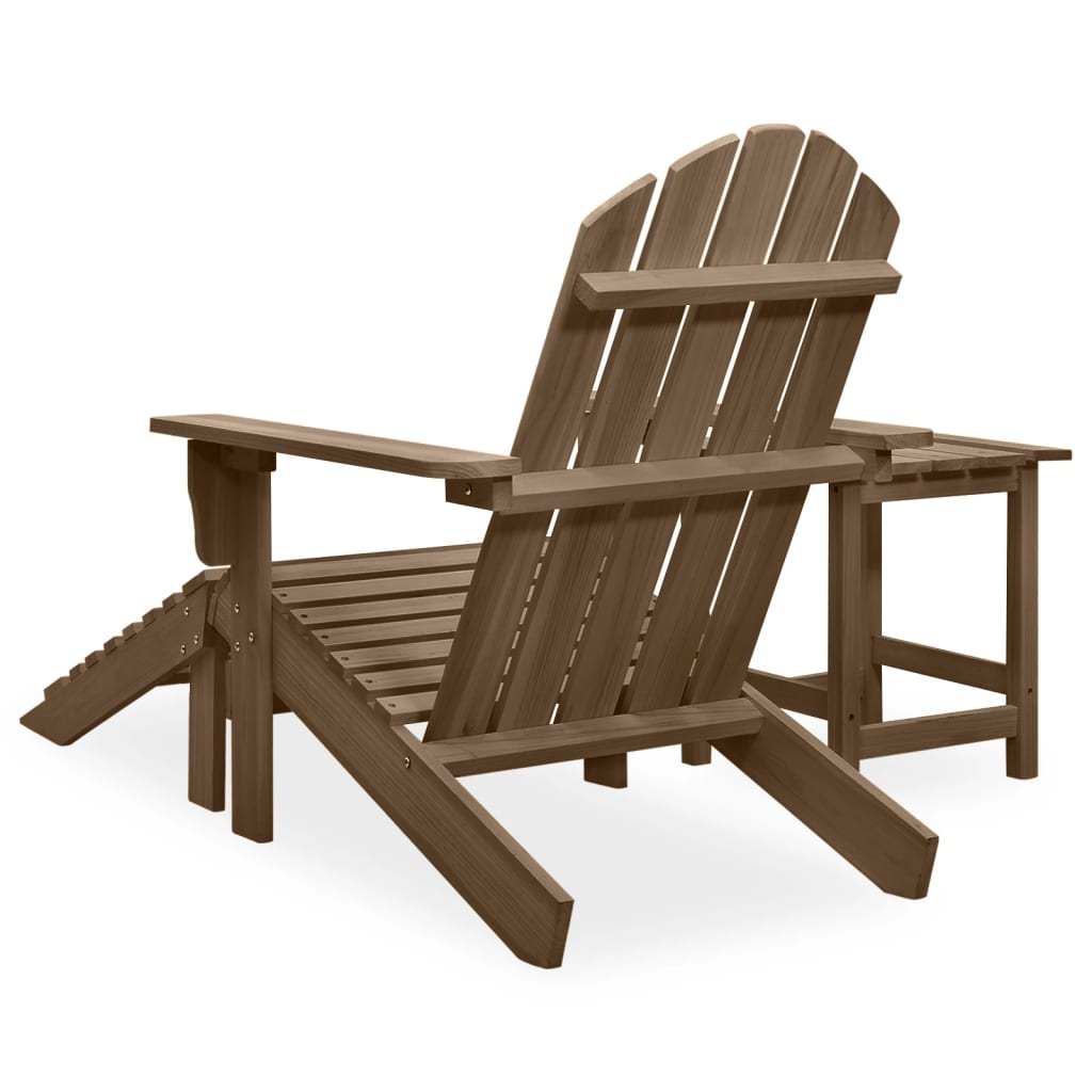 Patio Adirondack Chair With Ottoman&Table Solid Fir Wood