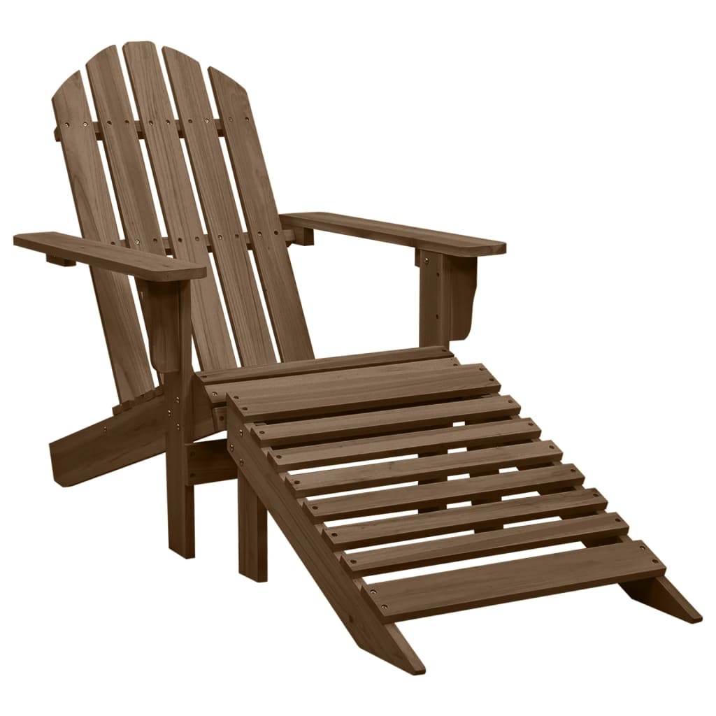 Patio Adirondack Chair With Ottoman&Table Solid Fir Wood