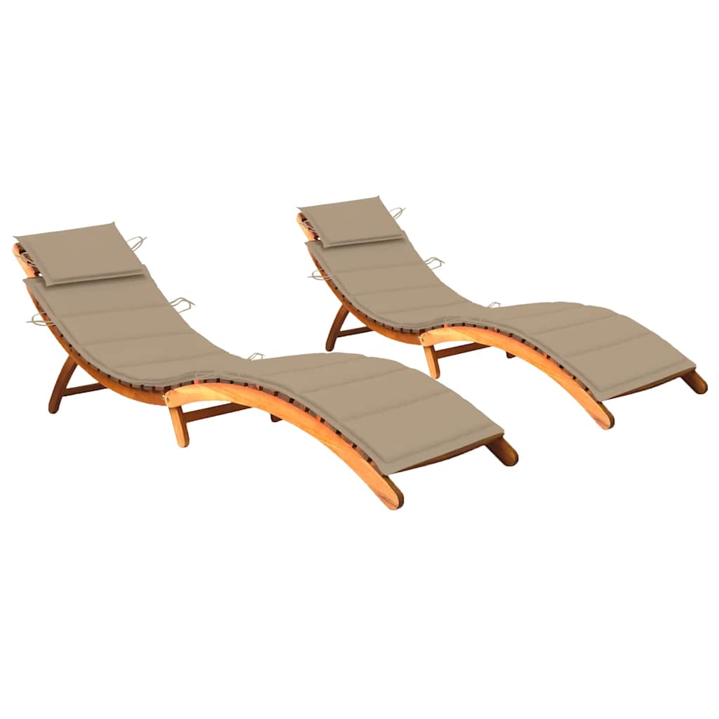 Patio Sun Lounger With Table And Cushion Solid Acacia Wood