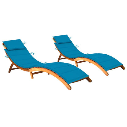 Patio Sun Lounger With Table And Cushion Solid Acacia Wood