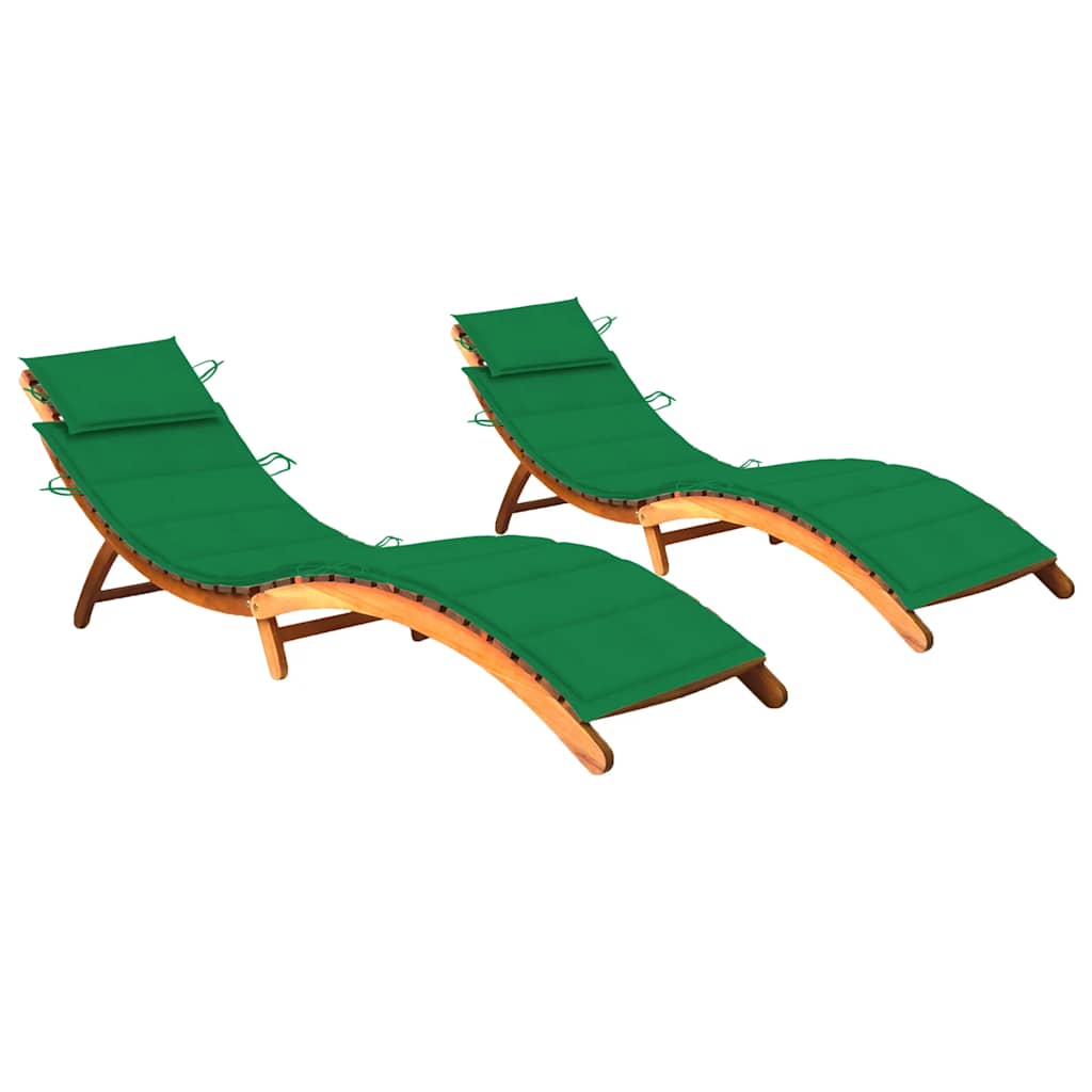 Patio Sun Lounger With Table And Cushion Solid Acacia Wood
