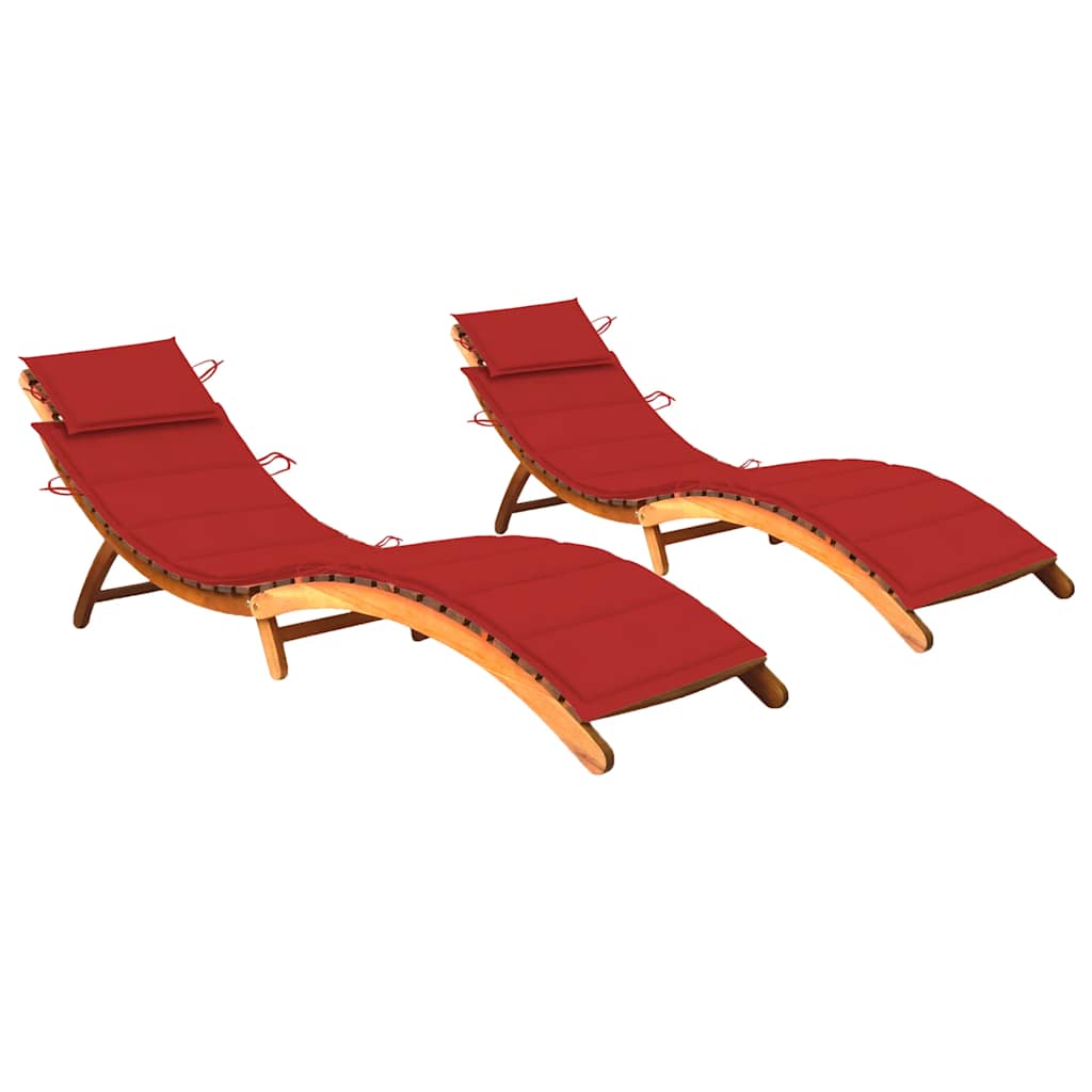 Patio Sun Lounger With Table And Cushion Solid Acacia Wood