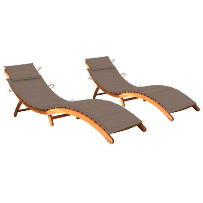 Patio Sun Lounger With Table And Cushion Solid Acacia Wood