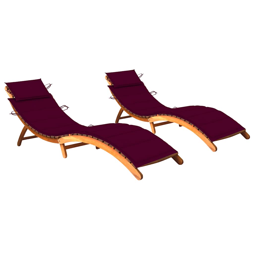 Patio Sun Lounger With Table And Cushion Solid Acacia Wood