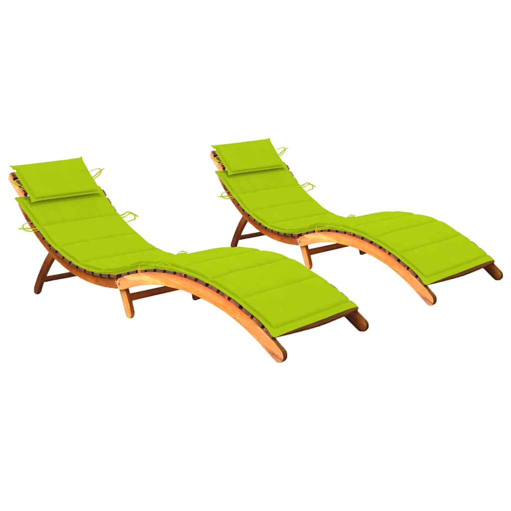 Patio Sun Lounger With Table And Cushion Solid Acacia Wood