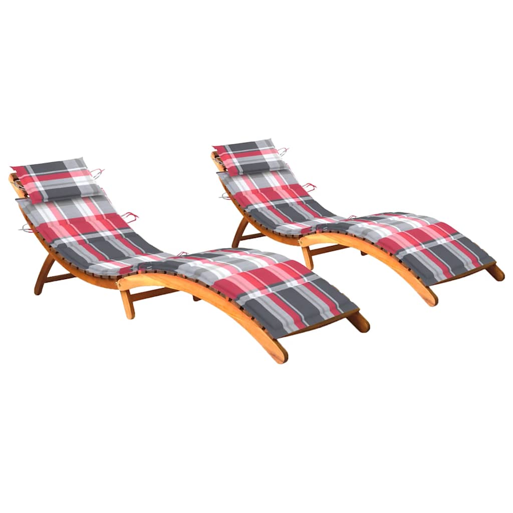 Patio Sun Lounger With Table And Cushion Solid Acacia Wood