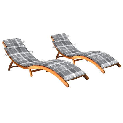 Patio Sun Lounger With Table And Cushion Solid Acacia Wood